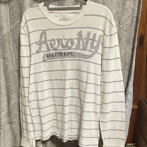 Aeropostale White and Gray Logo Shirt
